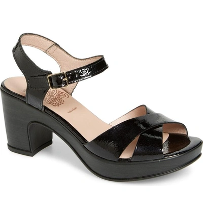 Shop Wonders Platform Sandal In Black Patent Leather