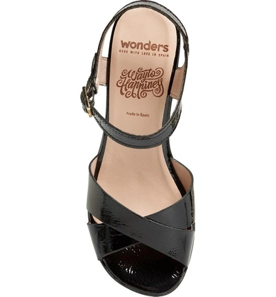 Shop Wonders Platform Sandal In Black Patent Leather