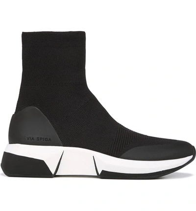 Shop Via Spiga Verion High Top Sock Sneaker In Black Fabric