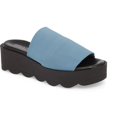 Shop Donald Pliner Lou Platform Wedge Mule In Blue Leather