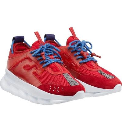 Shop Versace Chain Reaction Sneaker In Red