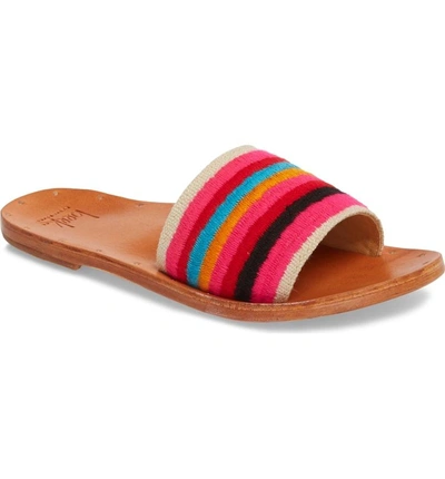 Shop Beek Lovebird Embroidered Slide Sandal In Multi/ Tan
