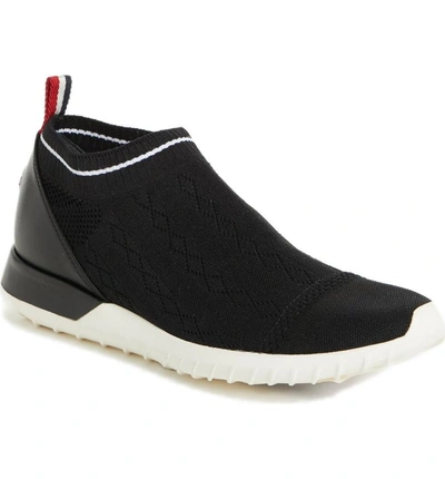 Giroflee Leather paneled Stretch knit Slip on Sneakers In Nero