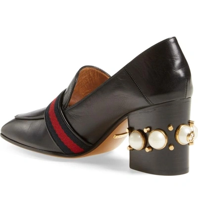 Shop Gucci Square Toe Loafer Pump In Black Leather