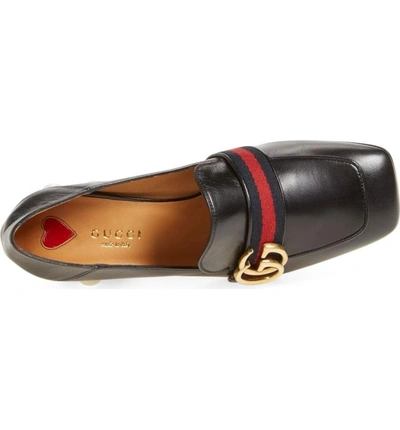 Shop Gucci Square Toe Loafer Pump In Black Leather