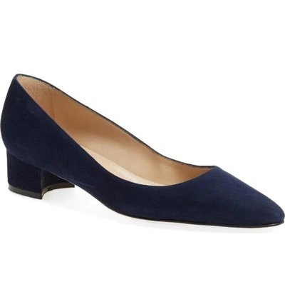 Shop Manolo Blahnik 'listony' Pump In Navy Suede