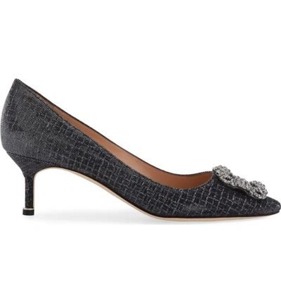 Shop Manolo Blahnik 'hangisi' Crystal Embellished Pump In Black