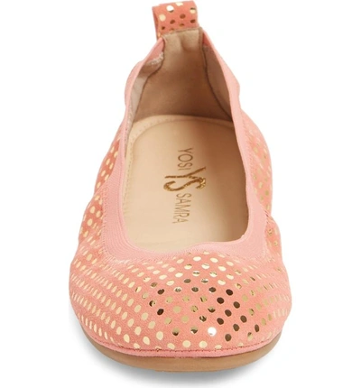 Shop Yosi Samra Samara Foldable Ballet Flat In Coral Suede