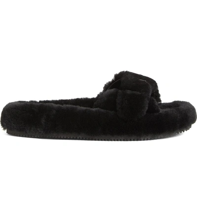 Shop Alexander Wang Bee Genuine Shearling Slide Sandal In Black