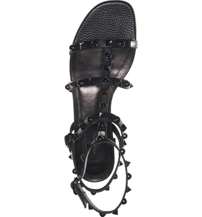 Shop Valentino Garavani 'noir Rolling' Rockstud Sandal In Black Leather