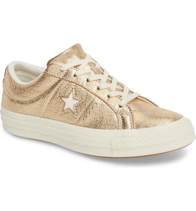 Shop Converse One Star Heavy Metal Low Top Sneaker In Gold Leather