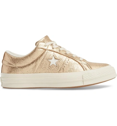Shop Converse One Star Heavy Metal Low Top Sneaker In Gold Leather