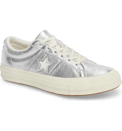 Shop Converse One Star Heavy Metal Low Top Sneaker In Silver Leather