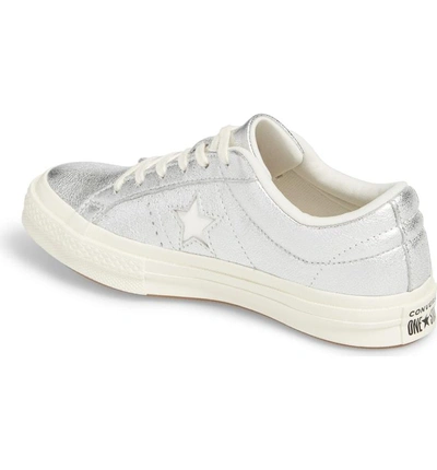 Shop Converse One Star Heavy Metal Low Top Sneaker In Silver Leather