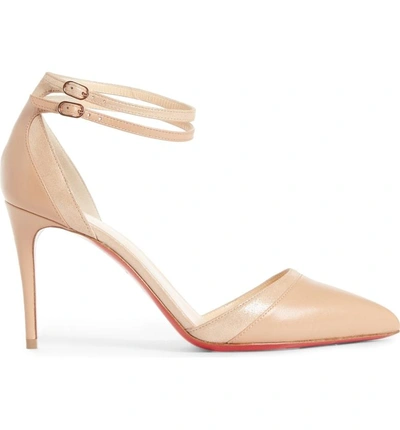 Christian Uptown Double Red Sole Pump In Nude
