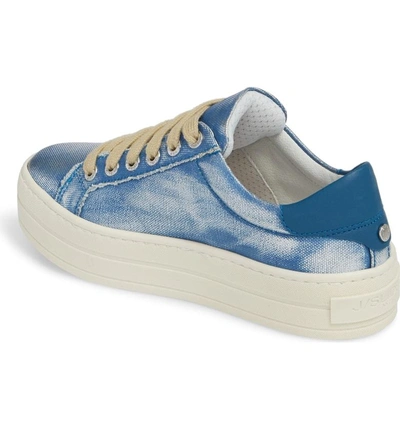 Shop Jslides Heather Platform Sneaker In Blue Silver Leather