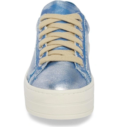 Shop Jslides Heather Platform Sneaker In Blue Silver Leather