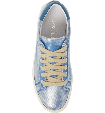 Shop Jslides Heather Platform Sneaker In Blue Silver Leather