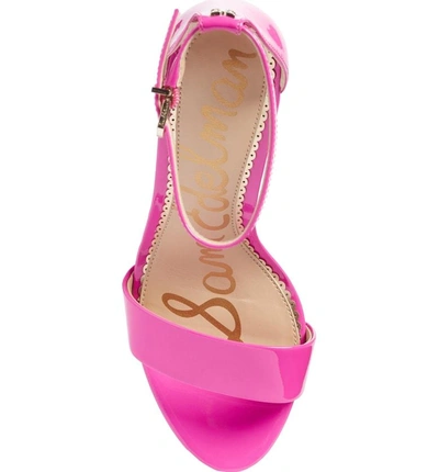 Shop Sam Edelman Yaro Ankle Strap Sandal In Neon Fuchsia Patent Leather