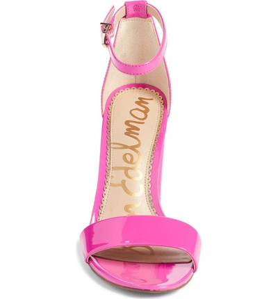Shop Sam Edelman Yaro Ankle Strap Sandal In Neon Fuchsia Patent Leather