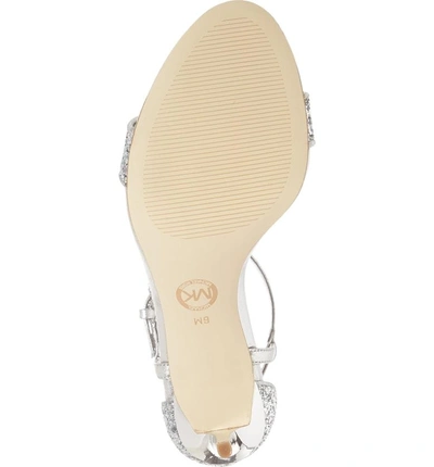 Shop Michael Michael Kors 'simone' Sandal In Silver Glitter Fabric