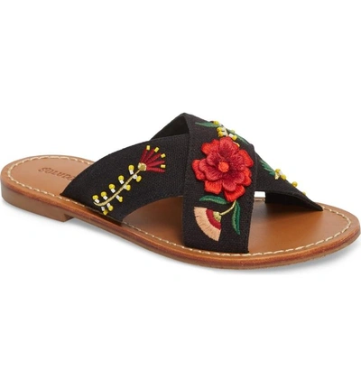 Shop Soludos Embellished Floral Sandal In Black