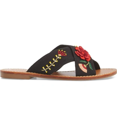 Shop Soludos Embellished Floral Sandal In Black