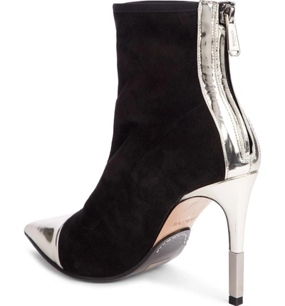 Shop Balmain Blair Pointy Toe Bootie In Black/ Silver