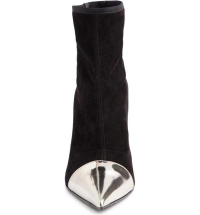 Shop Balmain Blair Pointy Toe Bootie In Black/ Silver