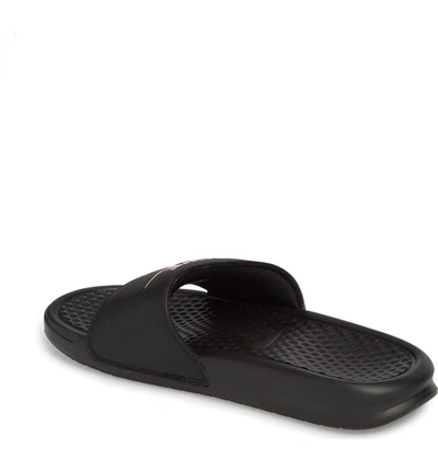 Shop Nike Benassi Jdi Slide Sandal In Black/ Rose Gold