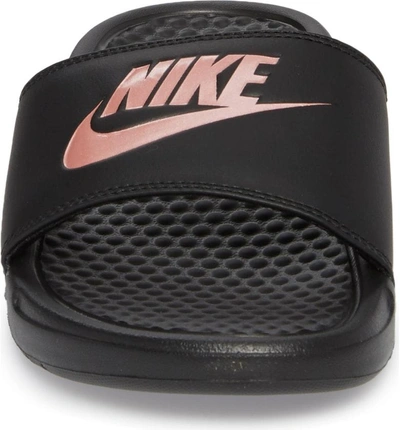 Shop Nike Benassi Jdi Slide Sandal In Black/ Rose Gold