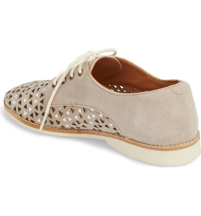 Shop Rollie Triangle Perforated Derby In Light Taupe Suede