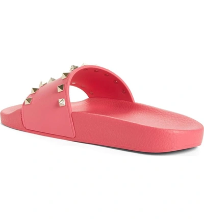Shop Valentino Rockstud Slide Sandal In Shadow Pink