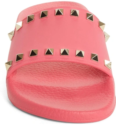 Shop Valentino Rockstud Slide Sandal In Shadow Pink