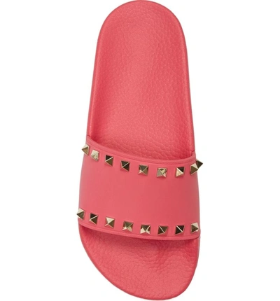 Shop Valentino Rockstud Slide Sandal In Shadow Pink