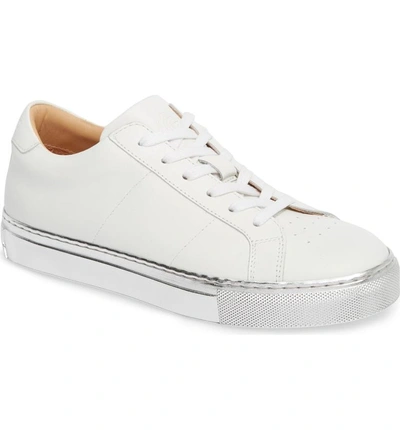 Shop Greats Royale Low Top Sneaker In Blanco Silver Leather