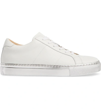 Shop Greats Royale Low Top Sneaker In Blanco Silver Leather
