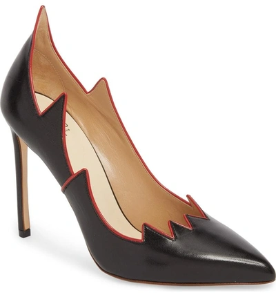 Shop Francesco Russo Flaming Pump In Black/ Red