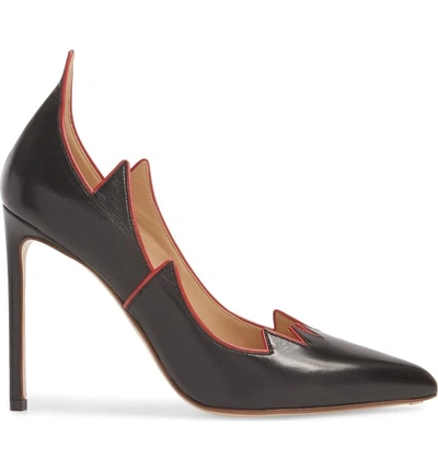 Shop Francesco Russo Flaming Pump In Black/ Red