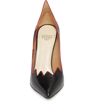 Shop Francesco Russo Flaming Pump In Black/ Red