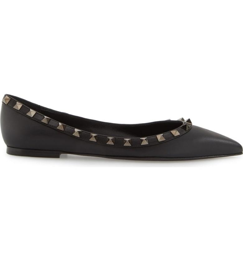 valentino rockstud pointy toe flat