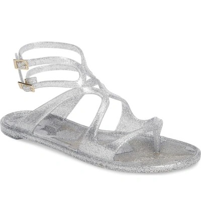 Shop Jimmy Choo Lance Gladiator Jelly Sandal In Silver