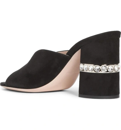 Shop Miu Miu Jewel Slide Sandal In Black