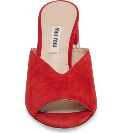 Shop Miu Miu Jewel Slide Sandal In Red