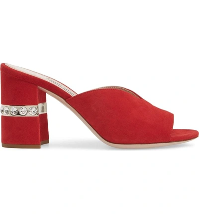 Shop Miu Miu Jewel Slide Sandal In Red