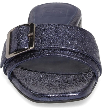 Shop Seychelles Harmonic Slide Sandal In Navy Metallic Leather