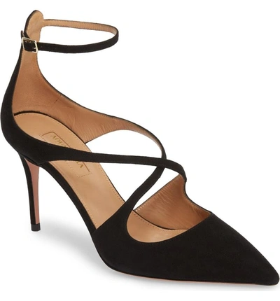 Shop Aquazzura Viviana Pointy Toe Pump In Black