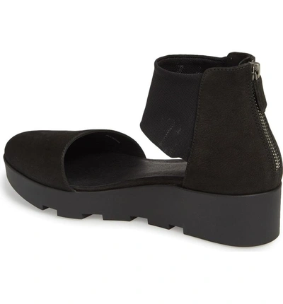 Shop Eileen Fisher Mesh Ankle Strap Sandal In Black Nubuck