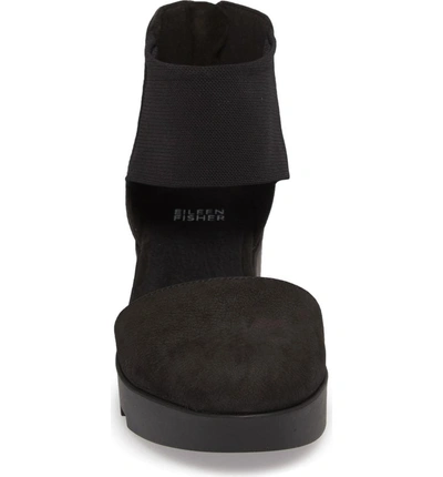 Shop Eileen Fisher Mesh Ankle Strap Sandal In Black Nubuck