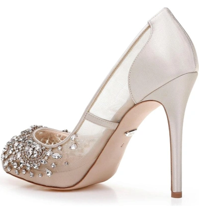 Shop Badgley Mischka Pepper Peep Toe Pump In Ivory Satin